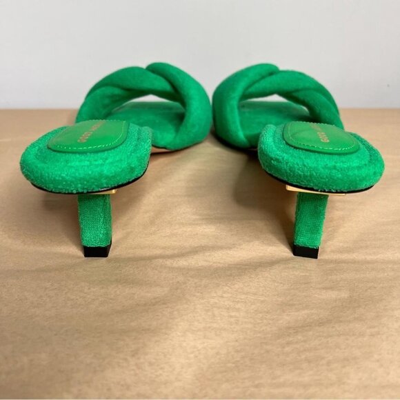 Good American Womens Size 11 Green Terry Kickstand Mules Open Toed Sandals NEW - Picture 6 of 14